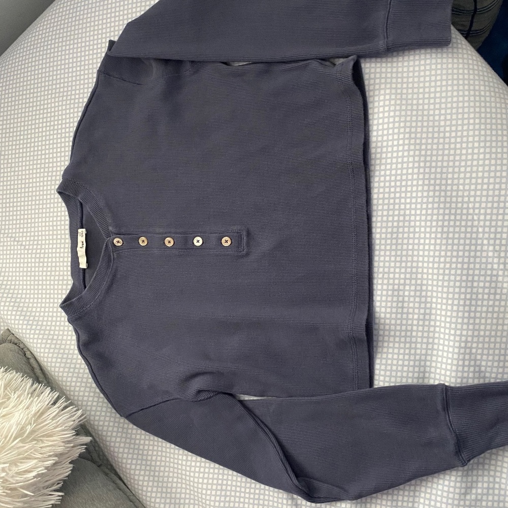 Half button cropped long sleeve